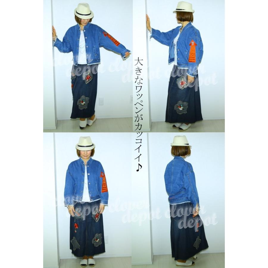 デニムジャケット レディース Gジャン 春アウター ショート丈 ワッペン 
