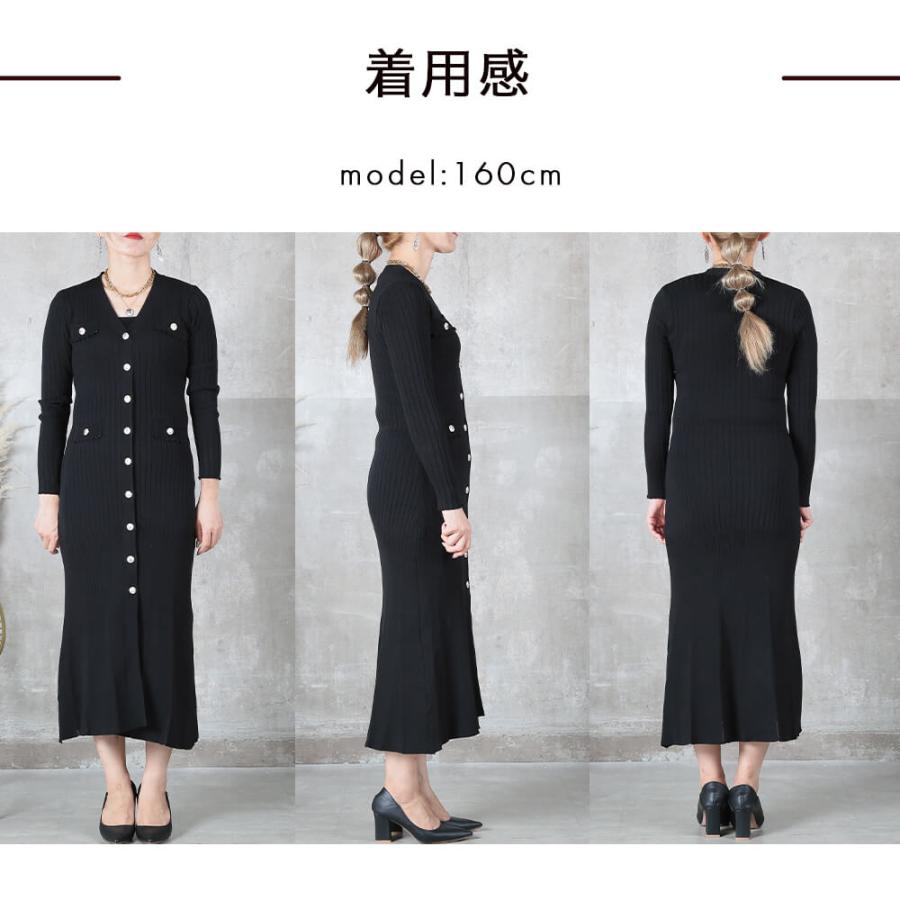 24AW ジャスグリッティー 袖カフス リブニットワンピース 金　Aライン　黒 24AW ジャスグリッティー 袖カフス リブニットワンピース 金