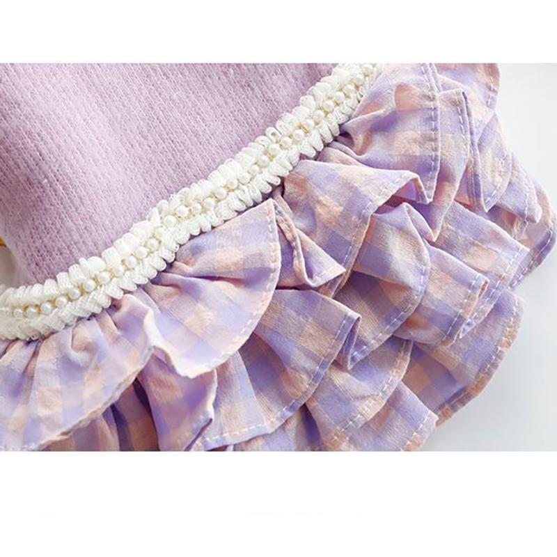 【クリアランスセール！】最終価格！ペット服 犬　マドラスチェック ニットドッキングワンピース |  | 06