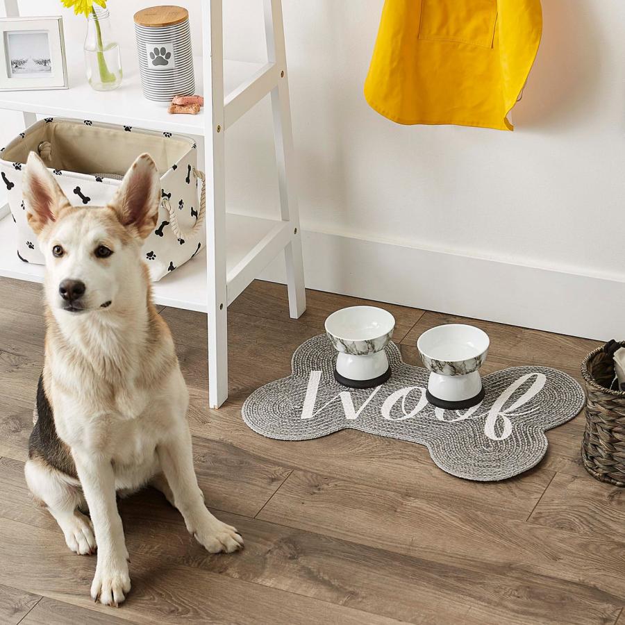 Woof 骨型 bone ペットボウルマット お食事用マット グレー |  | 05