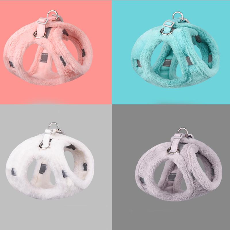 犬・猫用 冬用 柔らかい ふわふわファーハーネス　お揃いリード付き |  | 14