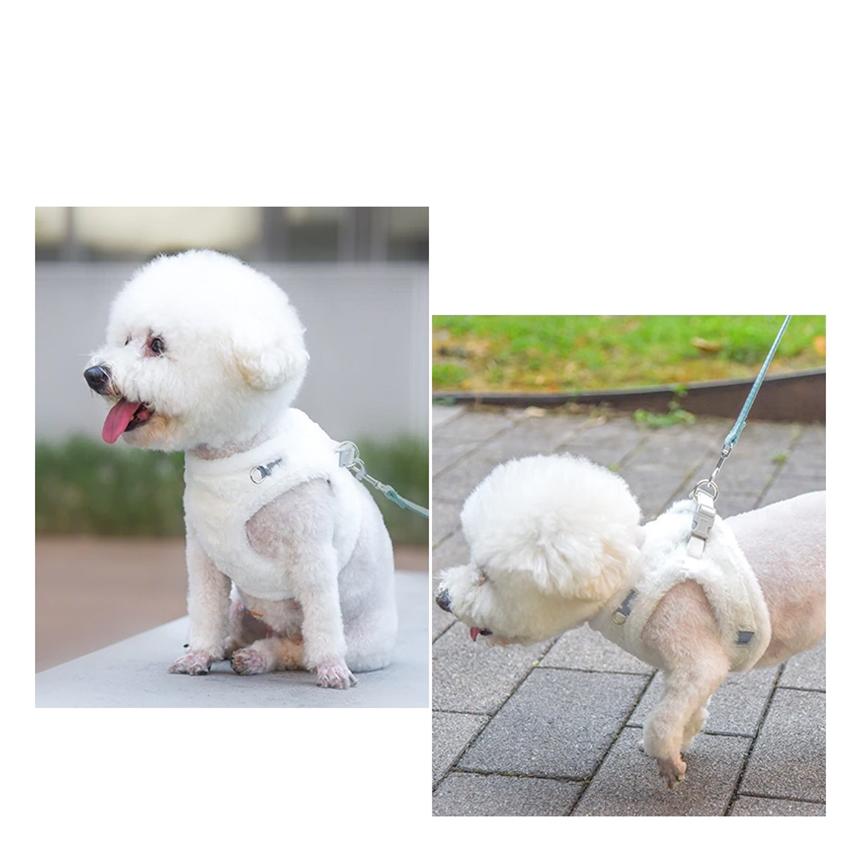 犬・猫用 冬用 柔らかい ふわふわファーハーネス　お揃いリード付き |  | 04