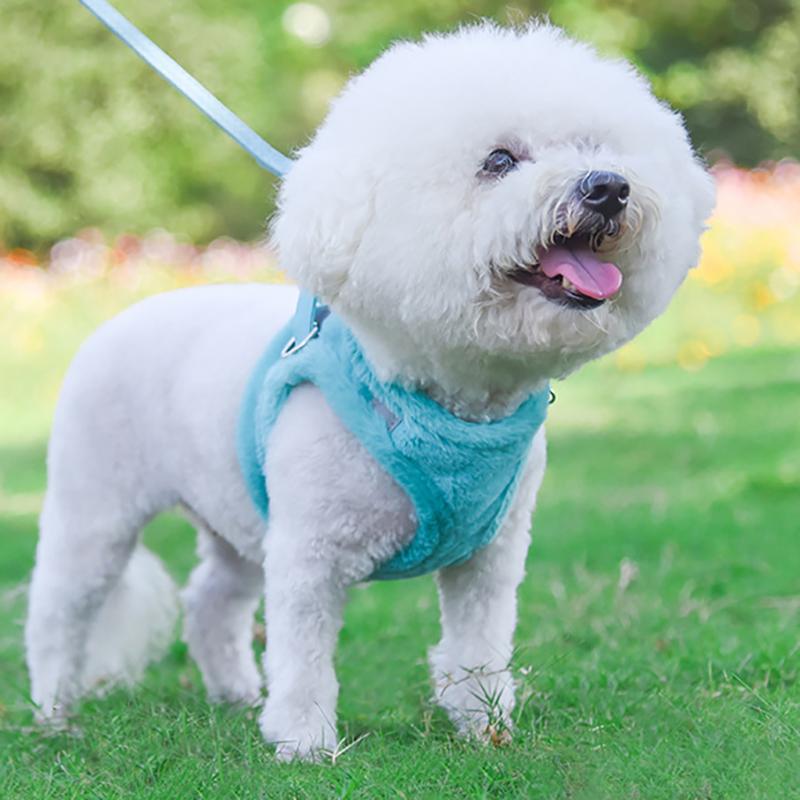 犬・猫用 冬用 柔らかい ふわふわファーハーネス　お揃いリード付き |  | 08