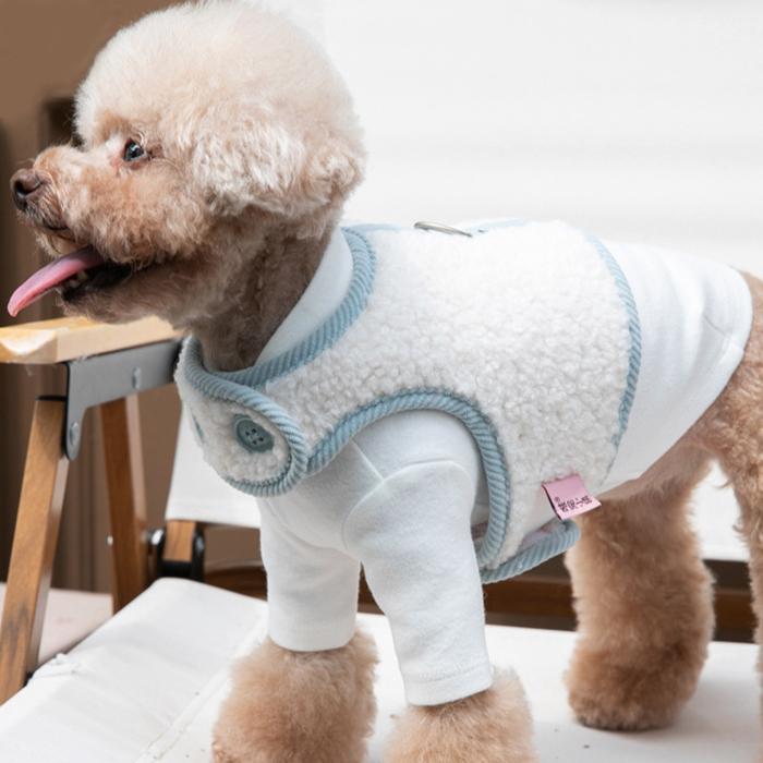 【クリアランスセール！】最終価格！　ふわもこボア ハーネスベスト マジックテープ簡単装着！ ブルー | 