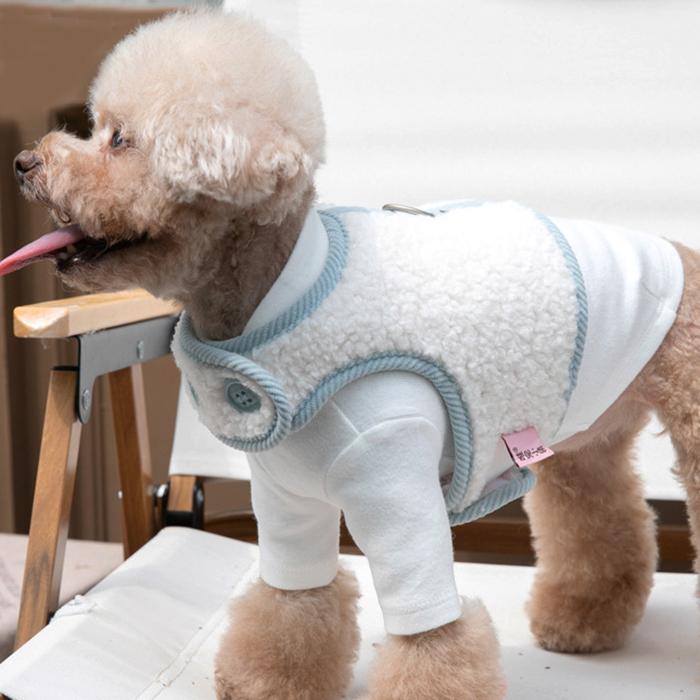 【クリアランスセール！】最終価格！　ふわもこボア ハーネスベスト マジックテープ簡単装着！ ブルー |  | 06