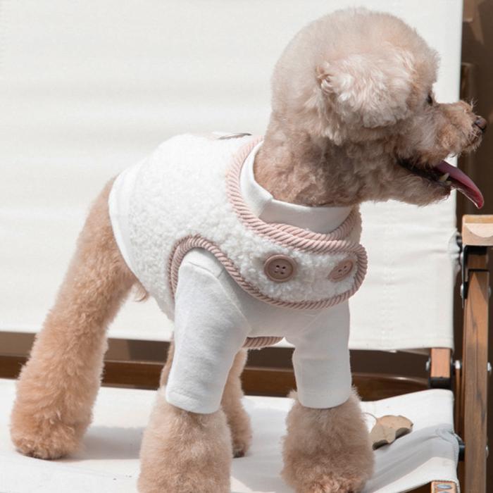 【クリアランスセール！】最終価格！　ふわもこボア ハーネスベスト マジックテープ簡単装着！ ピンク | 