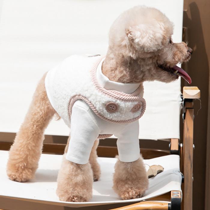 【クリアランスセール！】最終価格！　ふわもこボア ハーネスベスト マジックテープ簡単装着！ ピンク |  | 05