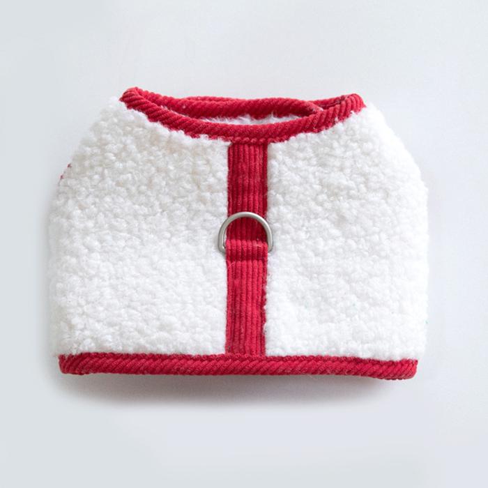 【クリアランスセール！】最終価格！　ふわもこボア ハーネスベスト マジックテープ簡単装着！ レッド |  | 01