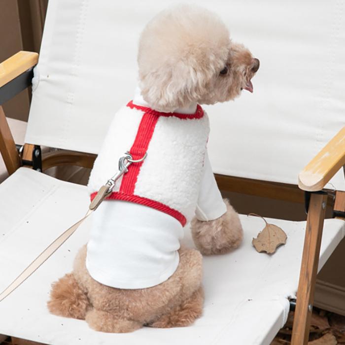【クリアランスセール！】最終価格！　ふわもこボア ハーネスベスト マジックテープ簡単装着！ レッド |  | 02