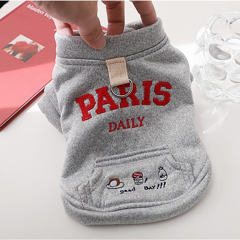 犬服 トレーナー PARISアップリケ  2カラー  グレー / レッド |  | 03