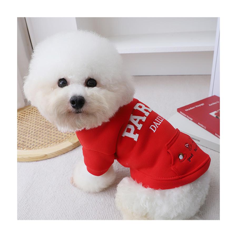 犬服 トレーナー PARISアップリケ  2カラー  グレー / レッド |  | 06