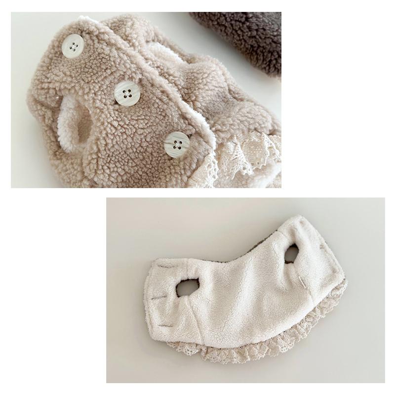 犬用冬服 ボアベスト フラワーベア パッチワーク｜レース リボン付き |  | 03