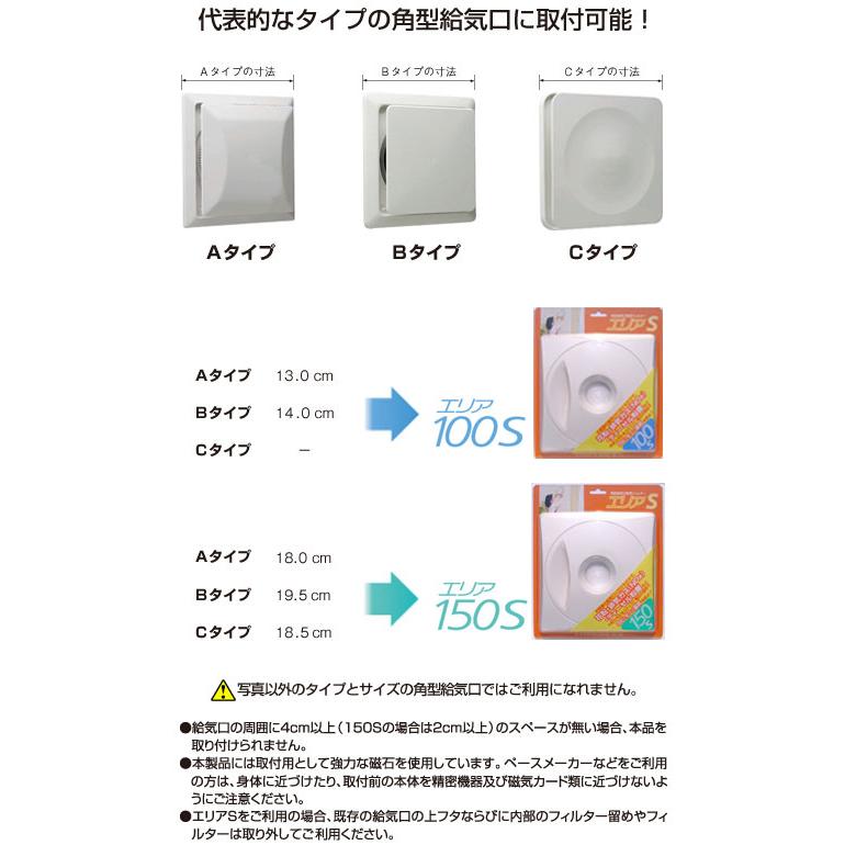 アルファー技研工業 給気口フィルター エリア150S 角型給気口用 換気口用カバー フィルター 換気口フィルター 給気口フィルター｜clubestashop｜04