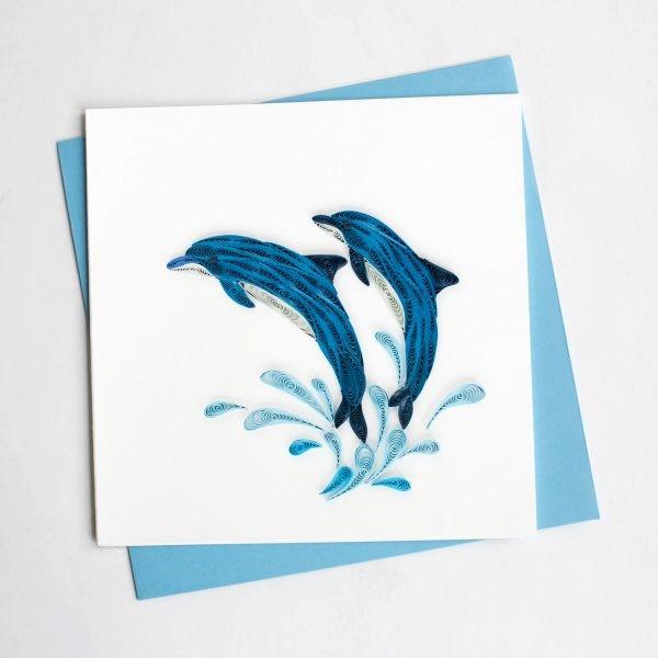 Quilling Card(クイリングカード) グリーティングカード Dancing Dolphins イルカ｜clubestashop