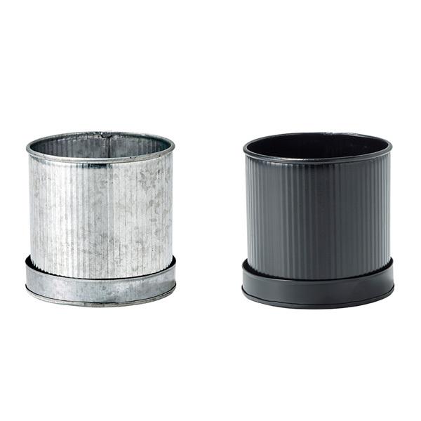 最安値に挑戦 Clover クローバー ヴィンテージブリキプランター ウィズソーサー F12 シルバー ブラック 鉢カバー ブリキ 鉢 おしゃれ プランターカバー Wantannas Go Id