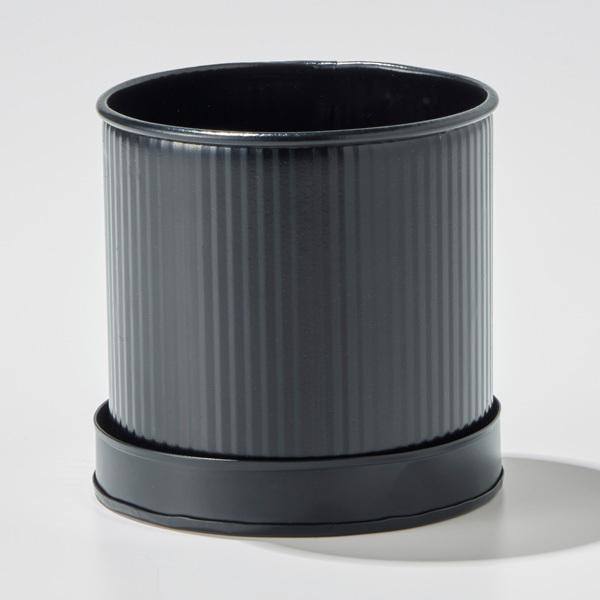 最安値に挑戦 Clover クローバー ヴィンテージブリキプランター ウィズソーサー F12 シルバー ブラック 鉢カバー ブリキ 鉢 おしゃれ プランターカバー Wantannas Go Id