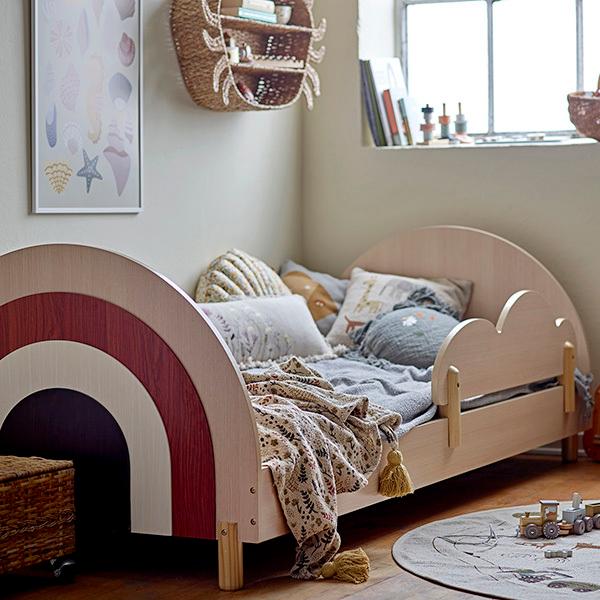 Bloomingville MINI(ブルーミングヴィルミニ) ジュニアベッド レインボー コンパクトロフトベッド 薄型軽量ポケットコイル マットレス付き リネンセット セミシングル ショート丈 組立設置付