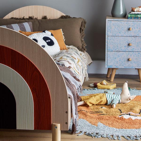 Bloomingville MINI(ブルーミングヴィルミニ) ジュニアベッド レインボー コンパクトロフトベッド 薄型軽量ポケットコイル マットレス付き リネンセット セミシングル ショート丈 組立設置付