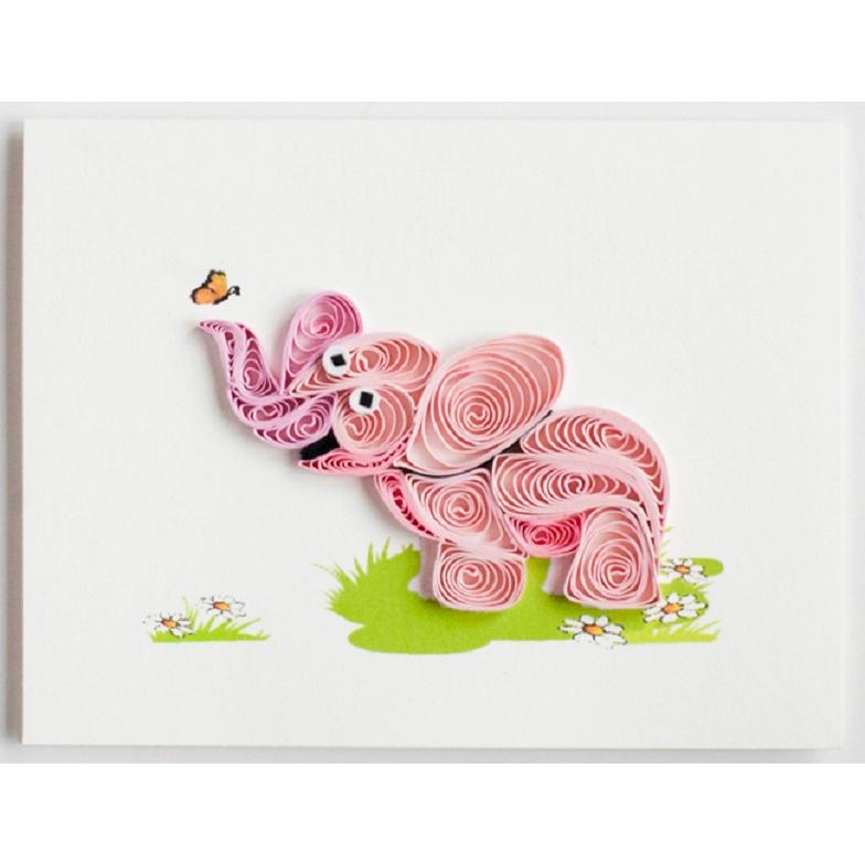 Quilling Card クイリングカード グリーティングカード Pink Elephant ピンクのぞう S Club Esta 通販 Yahoo ショッピング