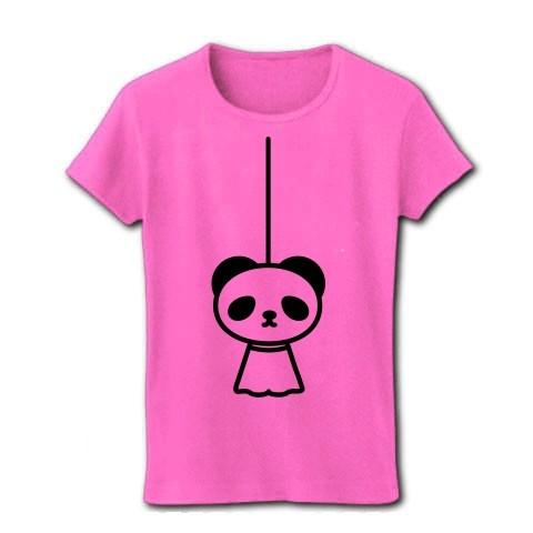 【パロディ】てるてるパンダ リブクルーネックTシャツ(ピンク)｜clubtstore