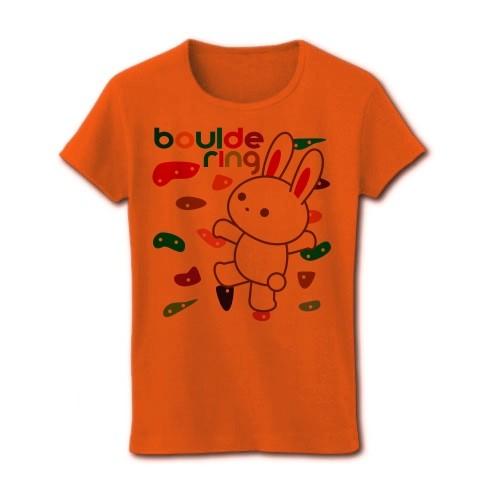 ボルダリングのうさぎ リブクルーネックTシャツ(オレンジ)｜clubtstore