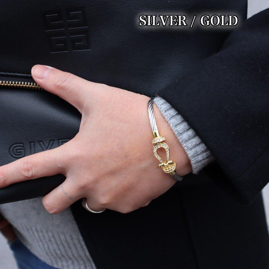 ブレスレット メンズ レディース ペア シルバー ゴールド ジルコニア