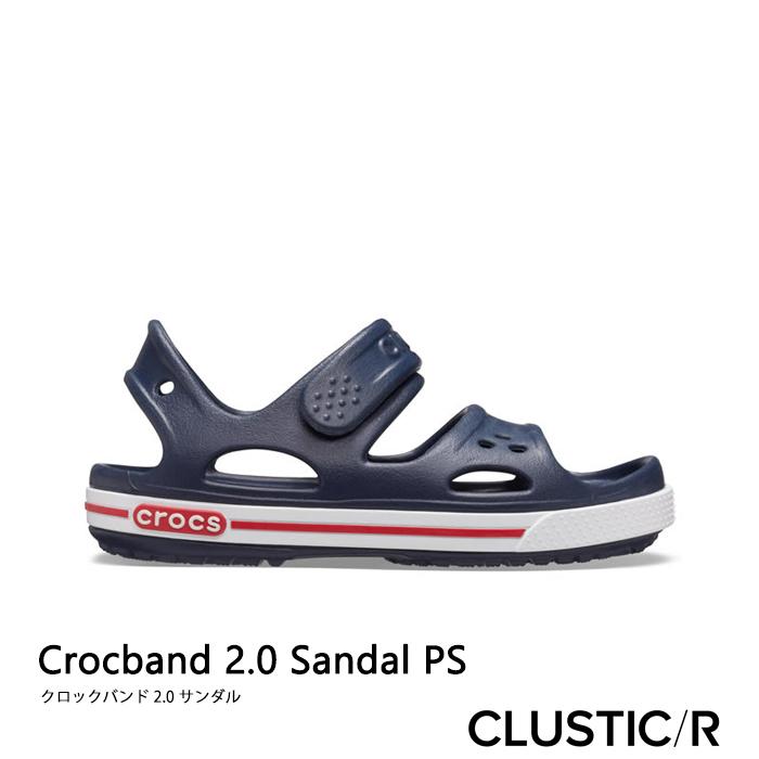 ・クロックス《キッズ》CROCS/Crocband 2.0 Sandal PS/クロックバンド 2.0 サンダル/ネイビー×ホワイト｜14854