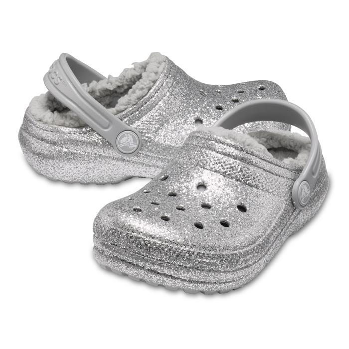 lined glitter crocs