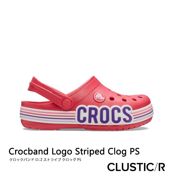 クロックス《キッズ》CROCS/Crocband Logo Striped Clog PS/クロック 
