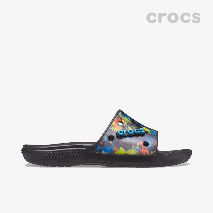 ・クロックス《ユニセックス》クラシック タイ ダイ グラフィック スライド/マルチxブラック/ CROCS/Classic Tie Dye Graphic Slide/MultixBlack|clustic-r|06