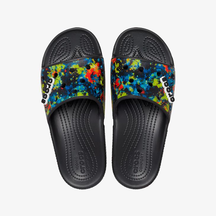 ・クロックス《ユニセックス》クラシック タイ ダイ グラフィック スライド/マルチxブラック/ CROCS/Classic Tie Dye Graphic Slide/MultixBlack|clustic-r|02