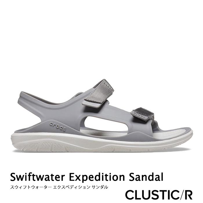 50 クロックス レディース Crocs W Swiftwater Expedition Sandal スウィフトウォーター エクスペディション サンダル スモーク パールホワイト 6527 06j クラスティックr 通販 Yahoo ショッピング
