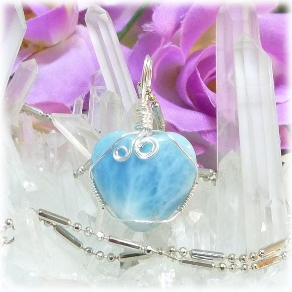 SVペンダントトップ ラリマーハート型 （8） 【高品質】 ※ 天然石