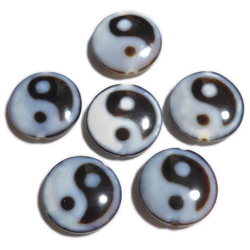 天珠 （高品質） 陰陽太極板天珠 26mm ※ 至純天珠 チベット天珠 天然石