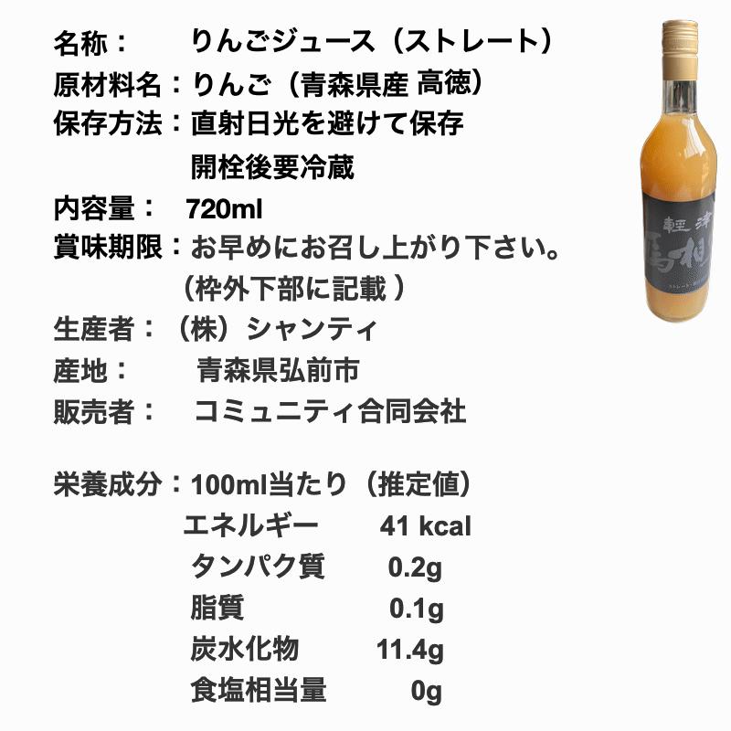 リンゴジュース 青森県産 100％ストレートりんごジュース 高徳 こみつ