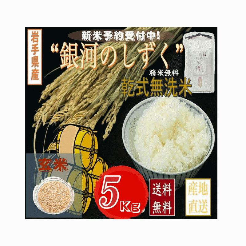 米 早期予約販売 令和７年産 米 お米 5kg 銀河のしずく 玄米 5kg 岩手県産 乾式無洗米 精米 送料無料 当日精米