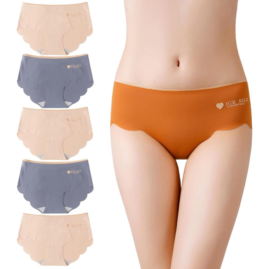 [CM Tech] ショーツ レディース 【5枚組】 シームレス 可愛い ビキニ セクシー アイスシルク 下着 E- Style | 