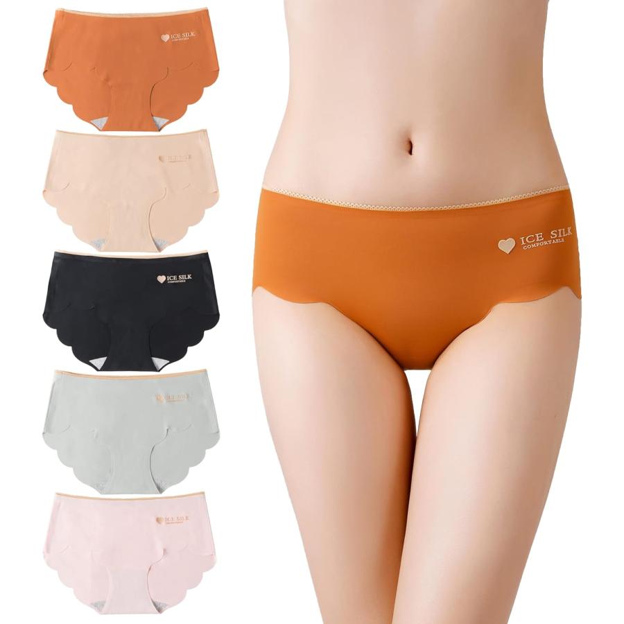 [CM Tech] ショーツ レディース 【5枚組】 シームレス 可愛い ビキニ セクシー アイスシルク 下着 A - Style | 