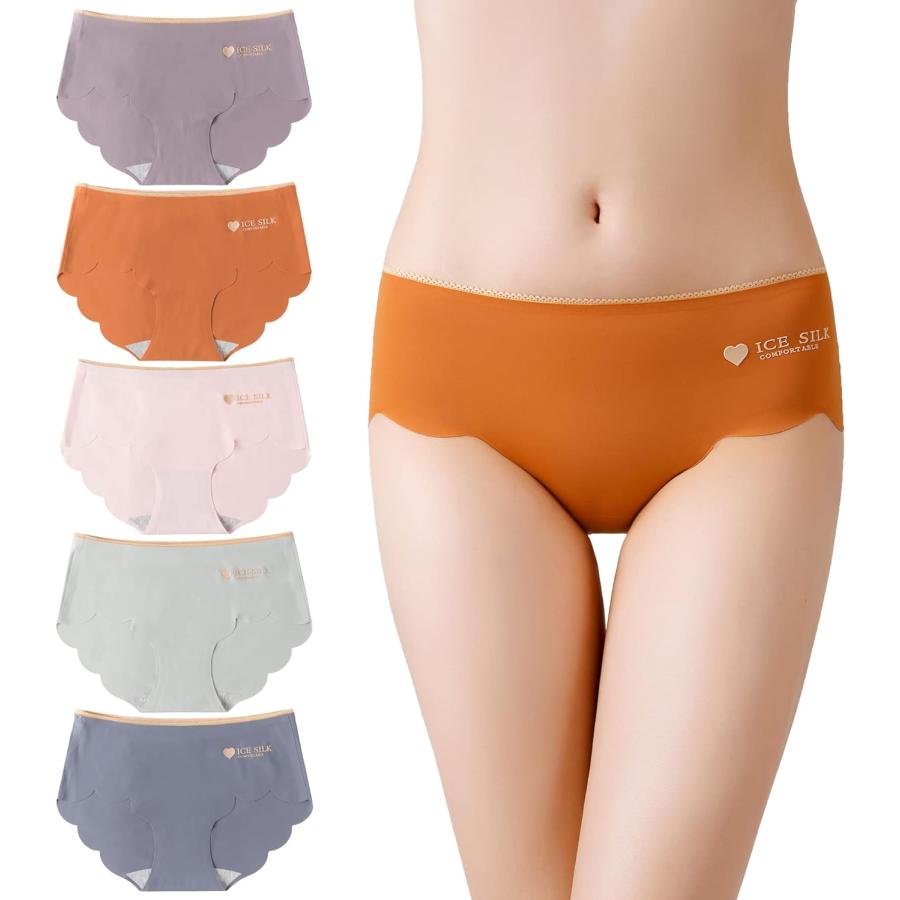 [CM Tech] ショーツ レディース 【5枚組】 シームレス 可愛い ビキニ セクシー アイスシルク 下着 F- Style | 