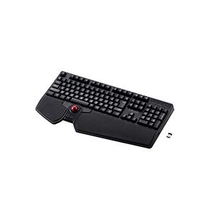 エレコム ワイヤレスフルキーボード/メンブレン式/メカニカルライク/トラックボール付/リストレスト付/USBハブ付/ハードウェアマクロ対応/ブラック TK-TB01DMBK