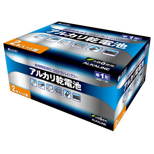 単1 アルカリ乾電池 Lazos 192本（12本入り16箱） 単一 長時間 長持ち