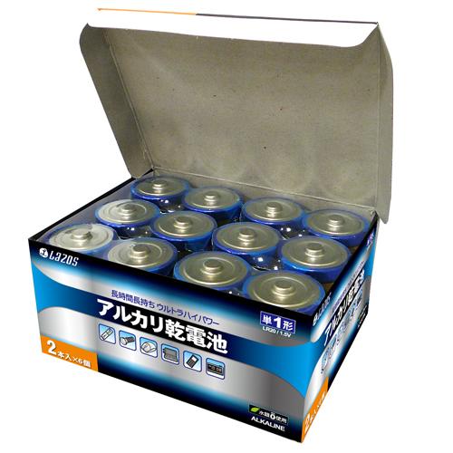 単1 アルカリ乾電池 Lazos 192本（12本入り16箱） 単一 長時間 長持ち