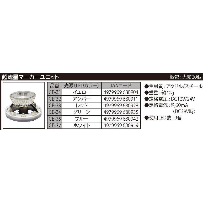 YAC 槌屋ヤック 【マーカーランプ補修部品】 超流星マーカーユニット アンバー [CE-32] | 