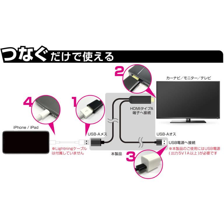 Kashimura（カシムラ） HDMI変換ケーブル iPhone専用 KD-207 : カー