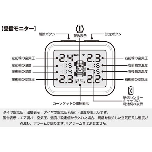 カシムラ NEWタイヤ空気圧センサー 小型タイプ KD-258 タイヤの空気圧、温度をチェックできる！｜cnf｜06