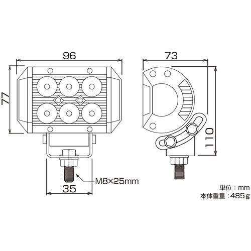 カシムラ LED ワークライト ミニ角 6灯 18W ML-11｜cnf｜05