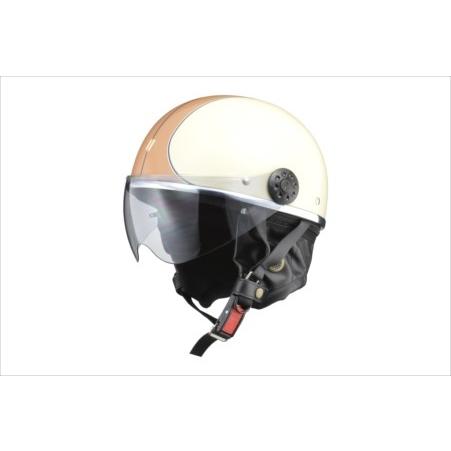 LEAD リード工業 O-ONE オー・ワン シールド付きハーフヘルメット アイボリー/ブラウン｜cnf