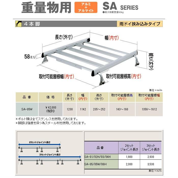 ロッキープラス キャリア * イスズ エルフ（ルートバン） 標準ルーフ KAK・TLT・WKR系 全年式 SA-05W ※1セット価格/最大積載数は車種によりますの画像