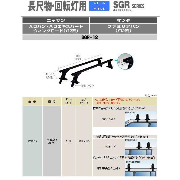 ロッキープラス - 球歴 * 日産 ウィングロード 手押し車 Y12系 平成17年11月〜 【SGR-12】 ルーフラック-自動車-ルーフボックス、キャリア