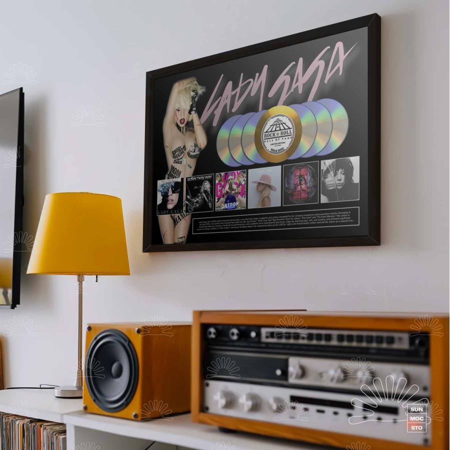 レディー・ガガ Lady Gaga gold disc album ゴールド ディスク アルバム フレーム 証明書 記念 メモラビリア コレクション - 1_1